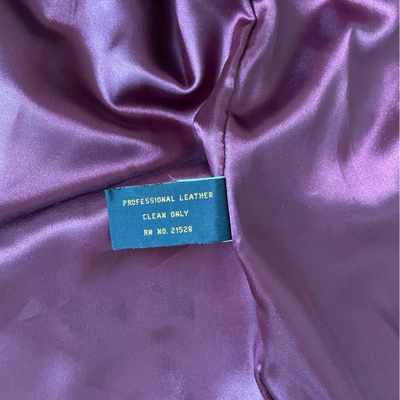 Burgundy and black suede genuine leather jacket with black leather trim size S - Picture 7 of 8